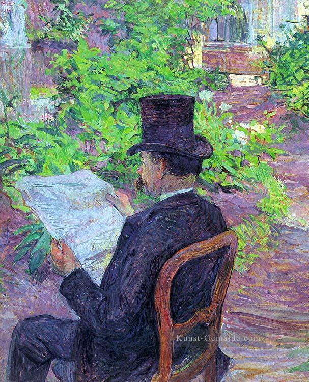 Wunsch dehau eine Zeitung im Garten 1890 Toulouse Lautrec Henri de Lesen Ölgemälde